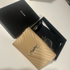 Monogramme Large YSL Grain de Poudre Wallet on Chain everything included